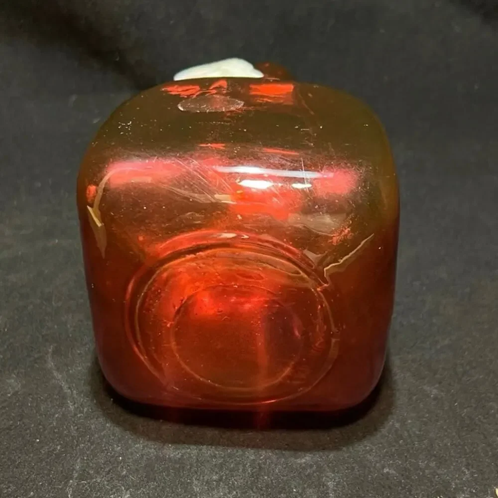 Hand Blown Red Cognac Decanter, 6in